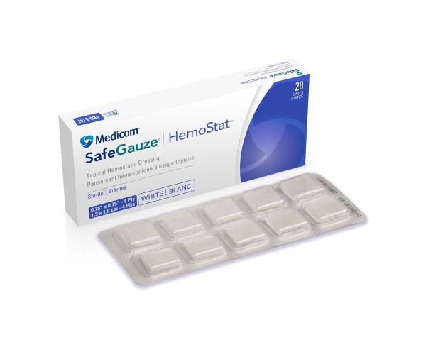 Medicom SafeGauze Hemostat Topical Hemostatic Dressing 20  / box